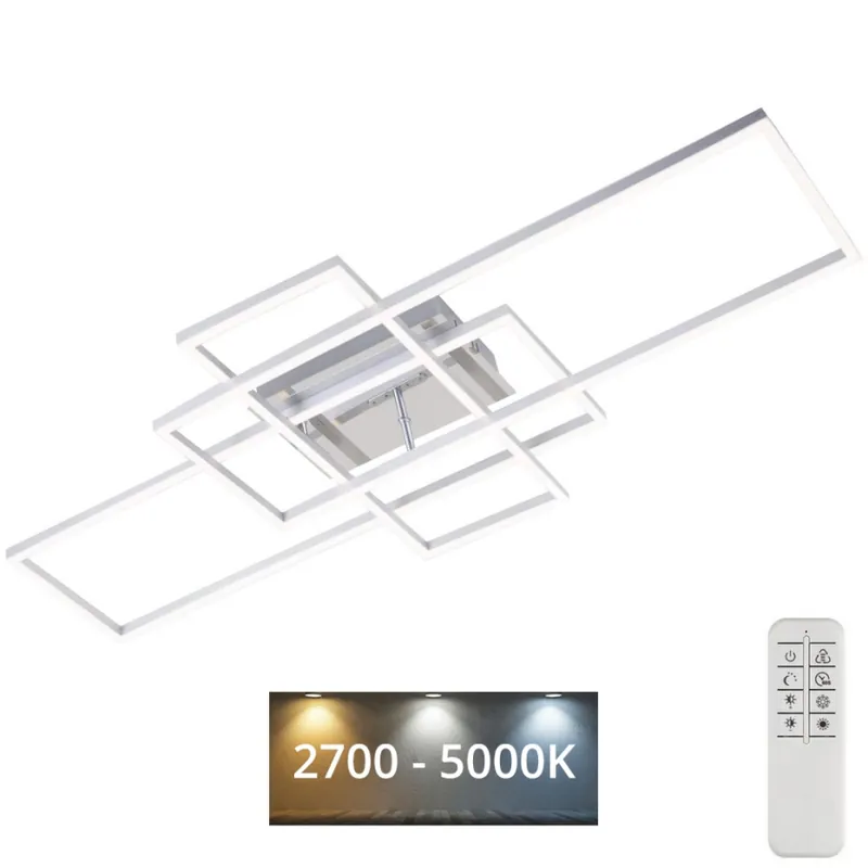 Brilo - LED Stmívatelný přisazený lustr FRAME LED/51W/230V 2700-5000K matný chrom + dálkové ovládání Pouze Dnes