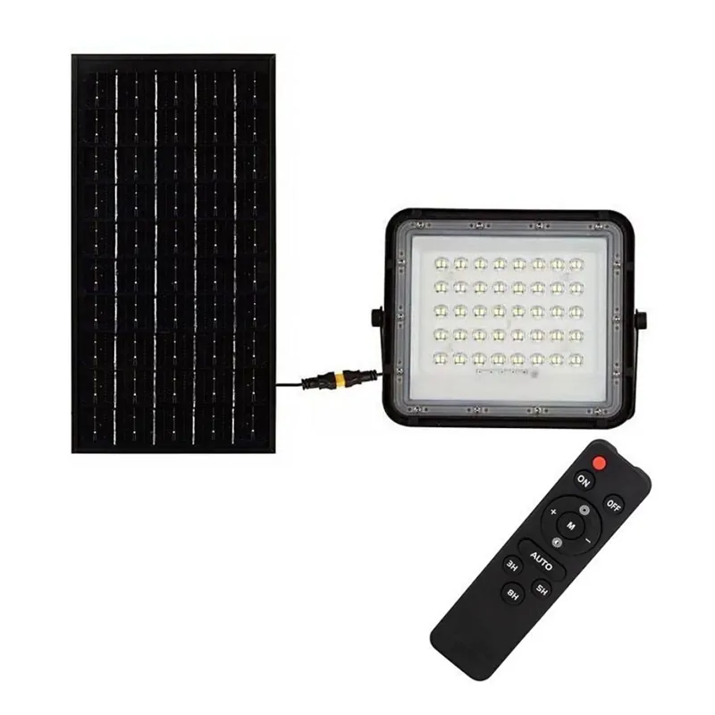 LED Venkovní stmívatelný solární reflektor LED/10W/3,2V IP65 4000K 6000 mAh černá + dálkové ovládání Ihned K Objednání