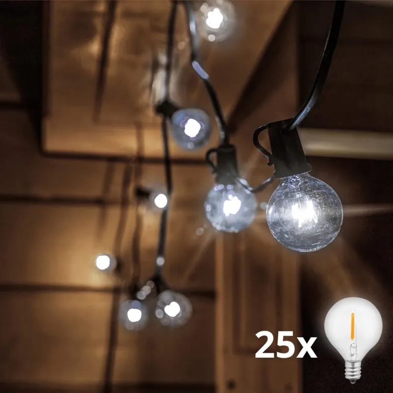Brilagi - LED Venkovní dekorační řetěz GIRLANDA 25xE12/0,8W/230V 20m IP44 studená bílá Hit Sezóny