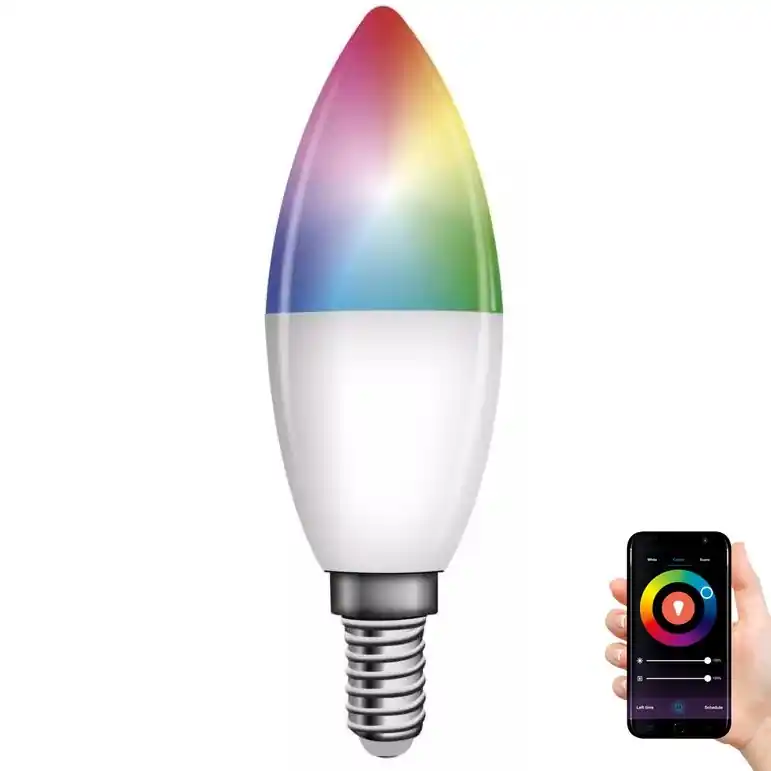 Cenově Výhodný LED RGB Stmívatelná žárovka GoSmart E14/4,8W/230V 2700-6500K Wi-Fi Tuya