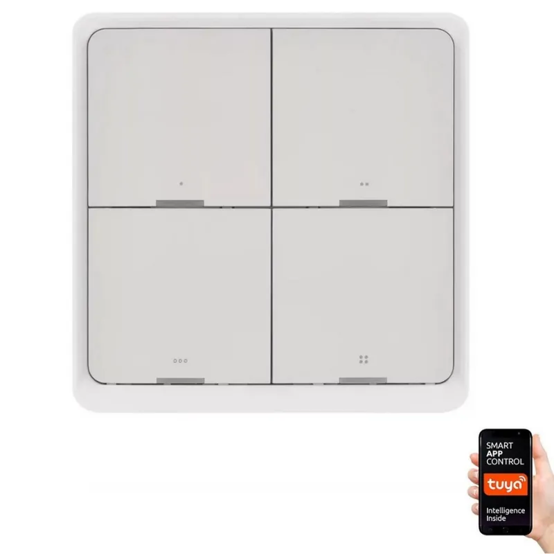 Značkový Vypínač 4-tlačítkový GoSmart 1xCR2430 Tuya bílá