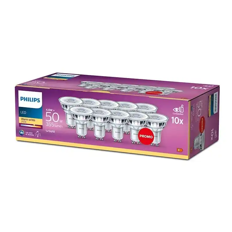 Kup Teď SADA 10x LED Žárovka Philips GU10/4,6W/230V 2700K