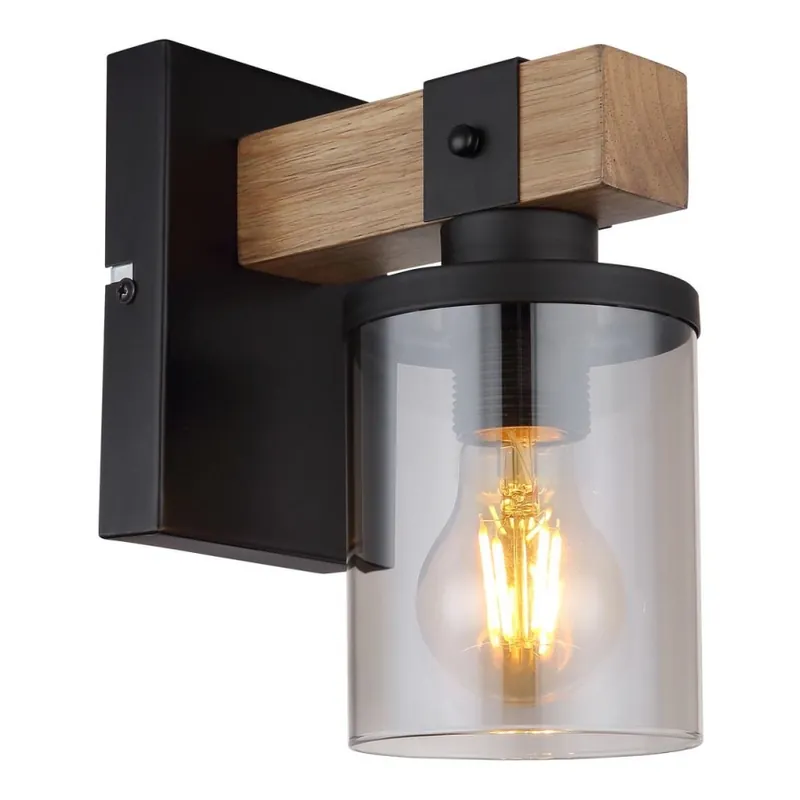 Globo - Nástěnná lampa 1xE27/60W/230V dub/kouřová Ověřený