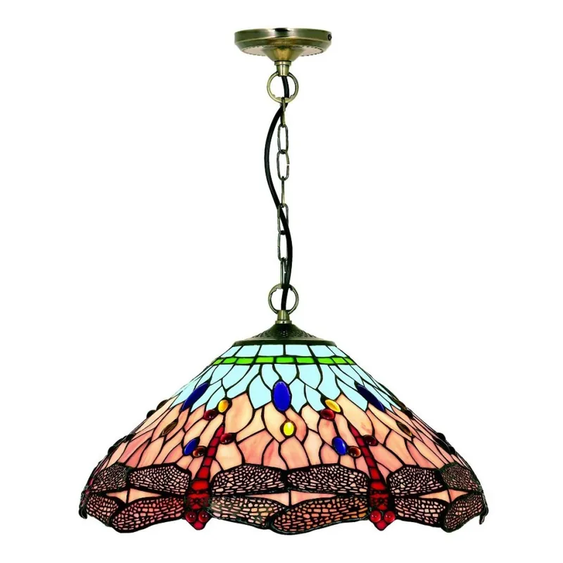 Oblíbený Searchlight - Tiffany lustr na řetězu DRAGONFLY 1xE27/60W/230V
