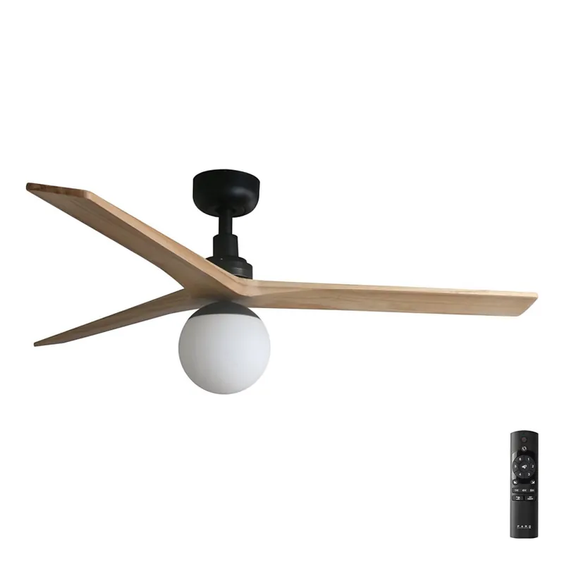 FARO 34283-11L - Stropní ventilátor KLIM M 1xE27/15W/230V borovice/černá pr. 125 cm + dálkové ovládání Cenově Výhodný