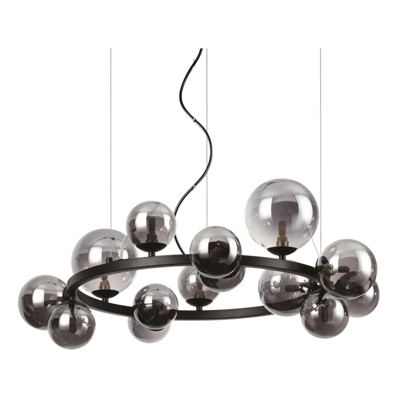 Akční Cena Ideal Lux - LED Lustr na lanku PERLAGE 14xG9/3W/230V pr. 85 cm černá/kouřová černá