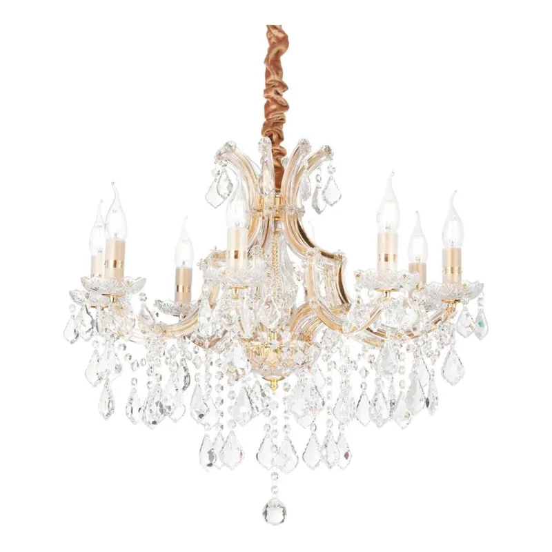 Vrácení Zdarma Ideal Lux - Křišťálový lustr na řetězu NAPOLEON 8xE14/40W/230V pr. 67 cm zlatá