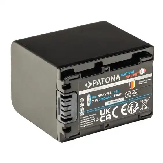 Omezená Nabídka PATONA - Aku Sony NP-FV70A 2060mAh Li-Ion Platinum USB-C nabíjení
