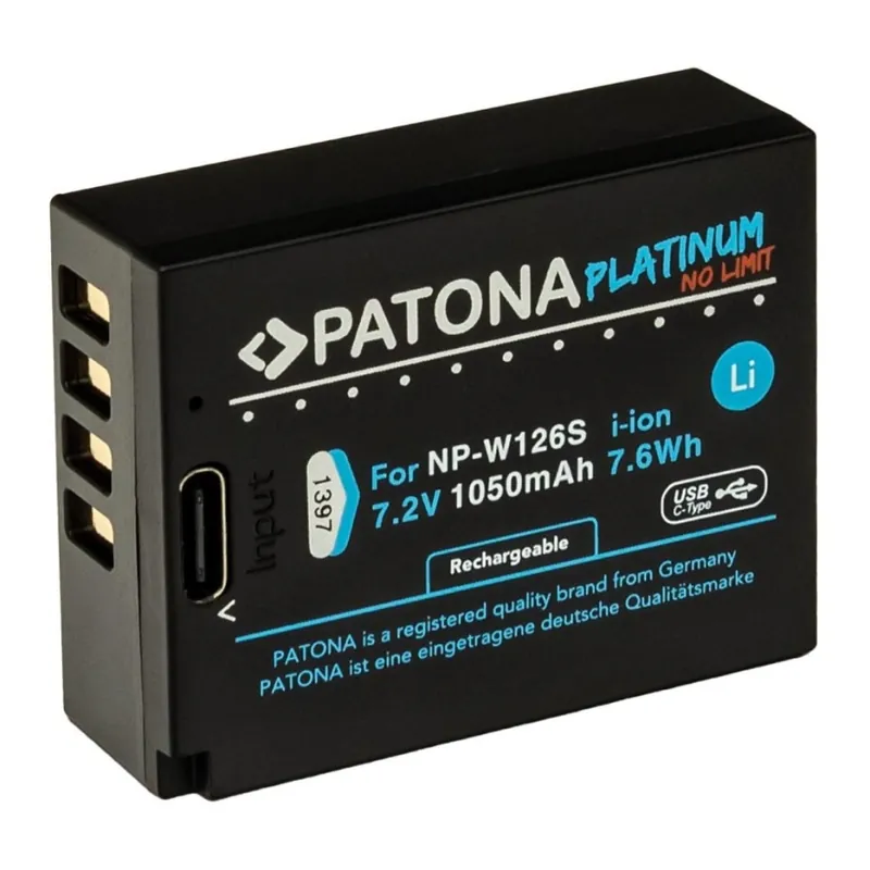Tovární Cena PATONA - Aku Fuji NP-W126S 1050mAh Li-Ion Platinum USB-C nabíjení