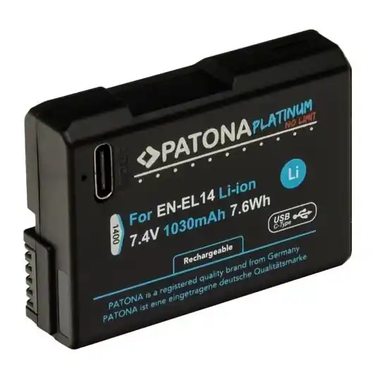 Autentický PATONA - Aku Nikon EN-EL14/EN-EL14A 1030mAh Li-Ion Platinum USB-C nabíjení