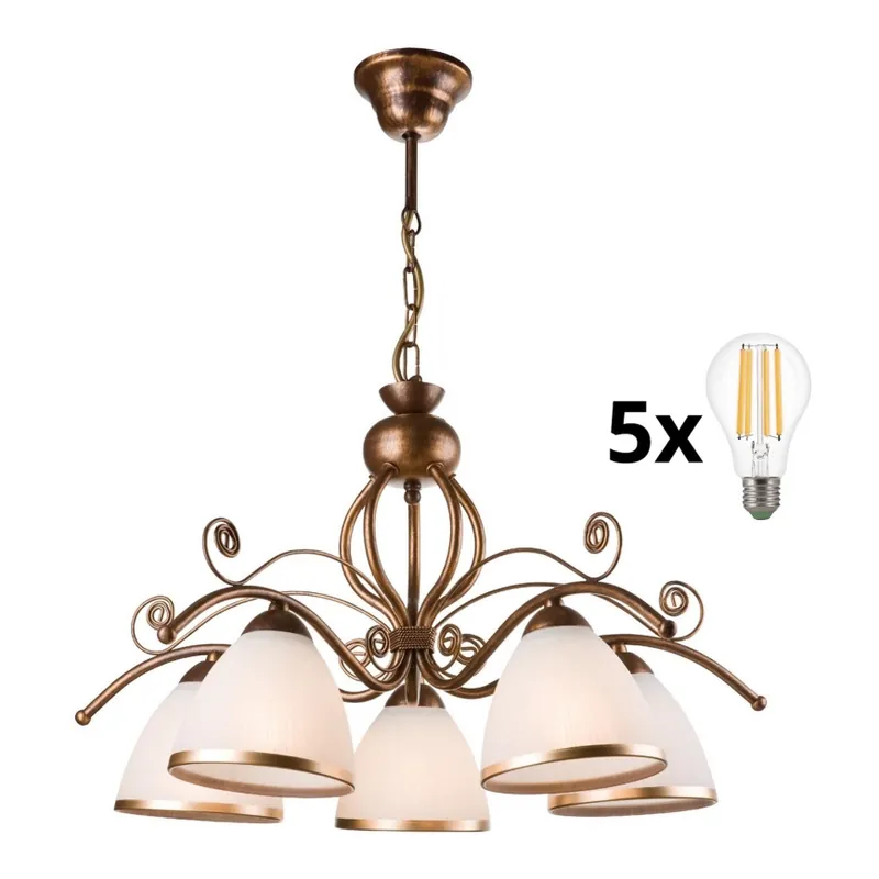 Vrácení Zdarma Brilagi - LED Lustr na řetězu ANTICO 5xE27/60W/230V bronz patina