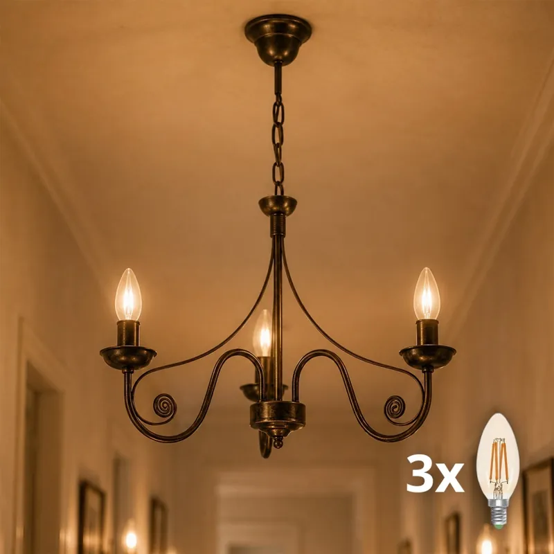 Brilagi - LED Lustr na řetězu STEFANO 3xE14/40W/230V černá patina Dokud Zásoby Vydrží