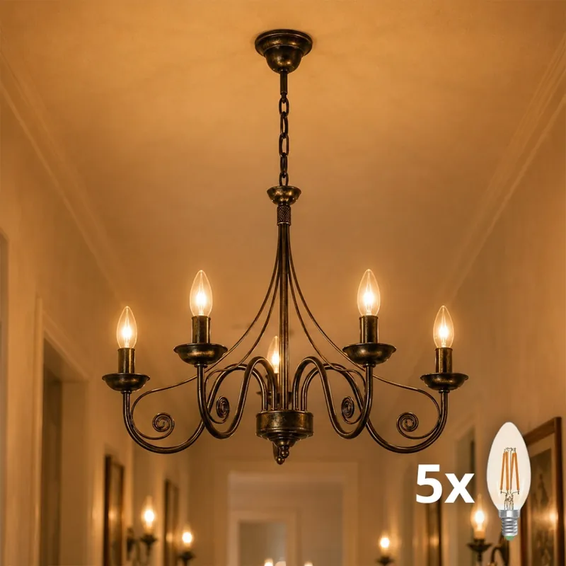 Brilagi - LED Lustr na řetězu STEFANO 5xE14/40W/230V černá patina Expresní Doručení