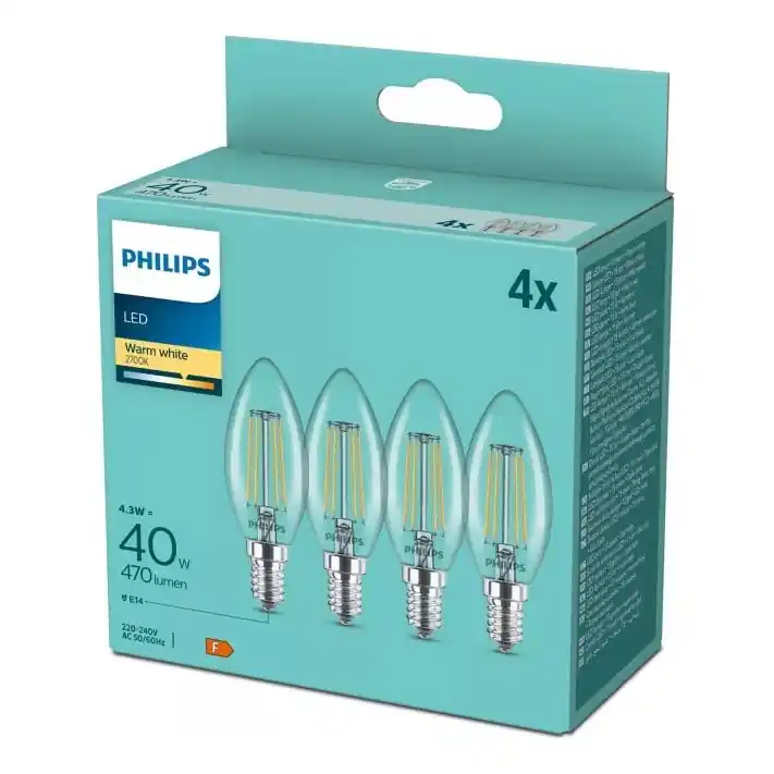 Akce SADA 4x LED Žárovka VINTAGE Philips B35 14/4,3W/230V 2700K