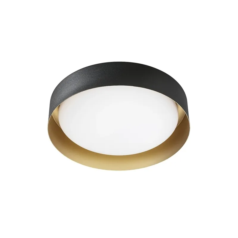 Linea Light Crew_2, stropní svítidlo s černo-zlatým límcem, 12W LED 3000K, prům. 26cm Pouze Dnes