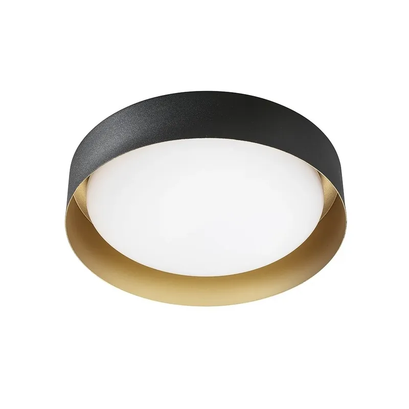 Dokud Zásoby Vydrží Linea Light Crew_2, stropní svítidlo s černo-zlatým límcem, 17W LED 3000K, prům. 33cm