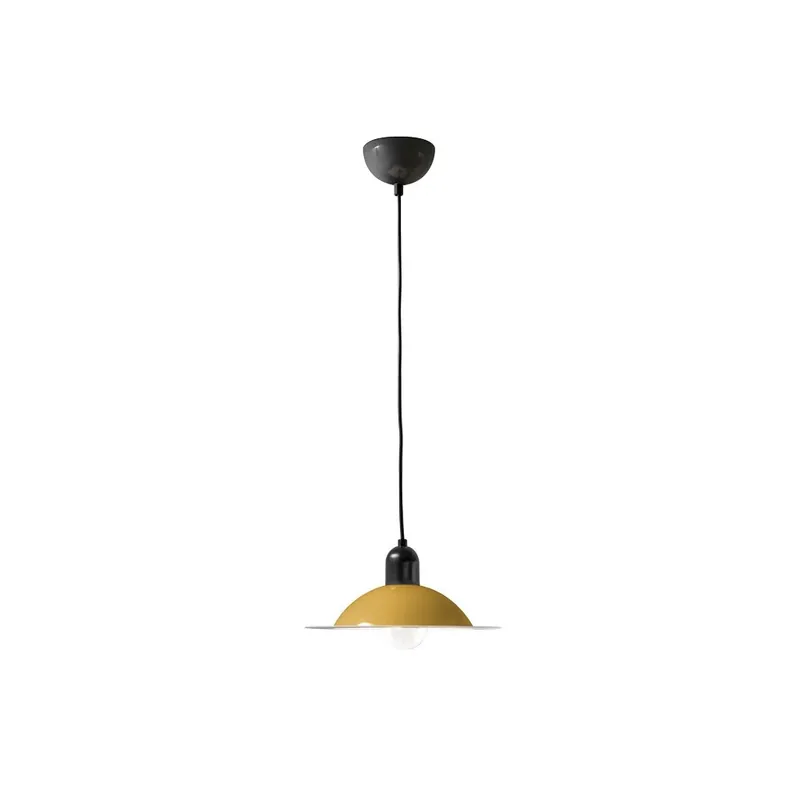 Víkendová Akce Stilnovo Lampiatta, retro žluté závěsné svítidlo, 1x7W LED E27, prům. 28,2cm