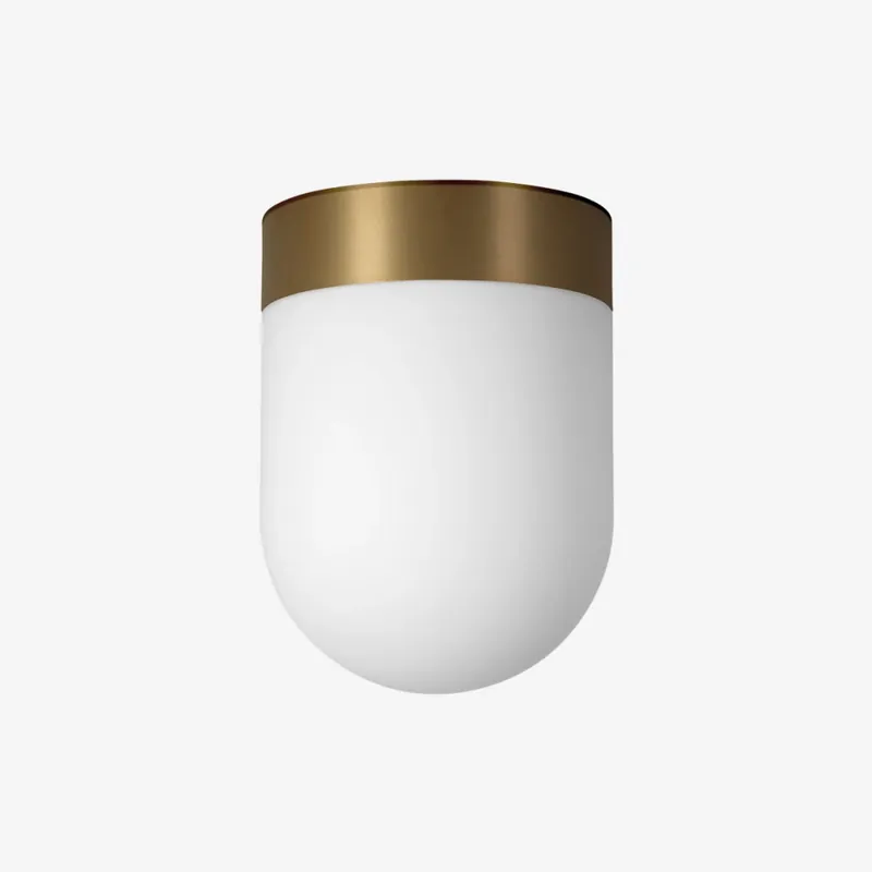 Aktuální Lucis Retro, stropní svítidlo v kombinaci bílého skla a mosazné montury, 4,9W LED 3000K, prům. 14cm