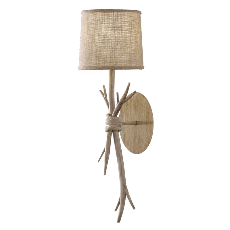 Mantra Sabina, nástěnné svítidlo v kombinaci dřeva a pytloviny s vypínačem, 1x40W E27, výška 65cm Nejprodávanější