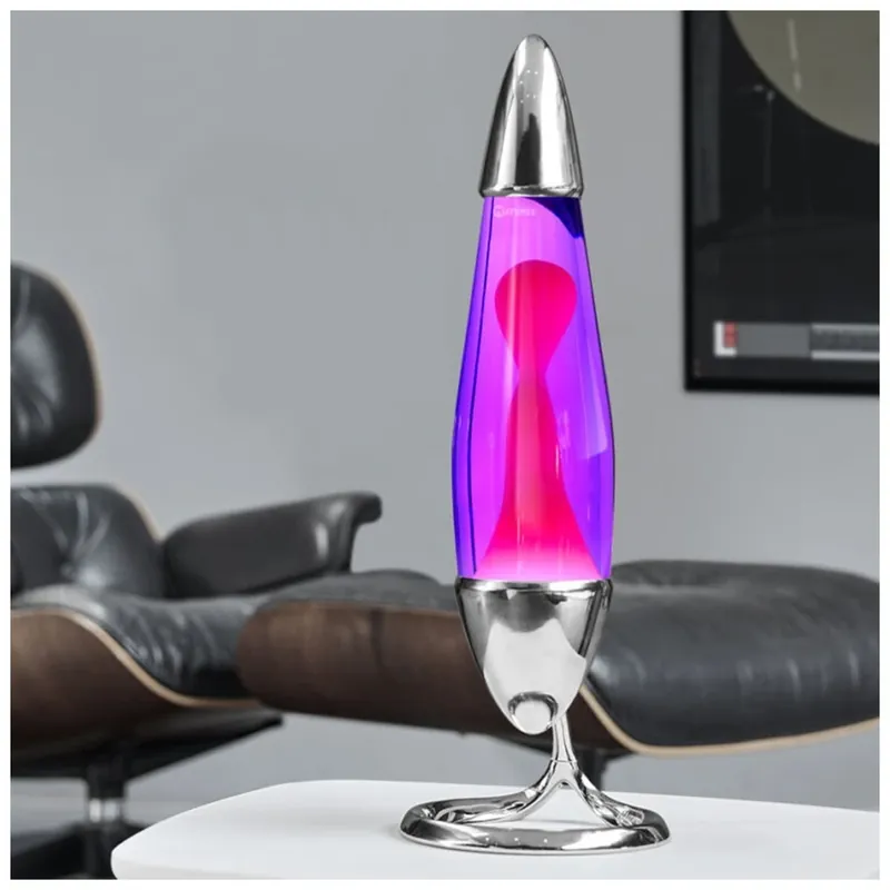 Mathmos Neo, originální lávová lampa, 1x20W, stříbrná s fialovou tekutinou a růžovou lávou, výška 42cm Oblíbený
