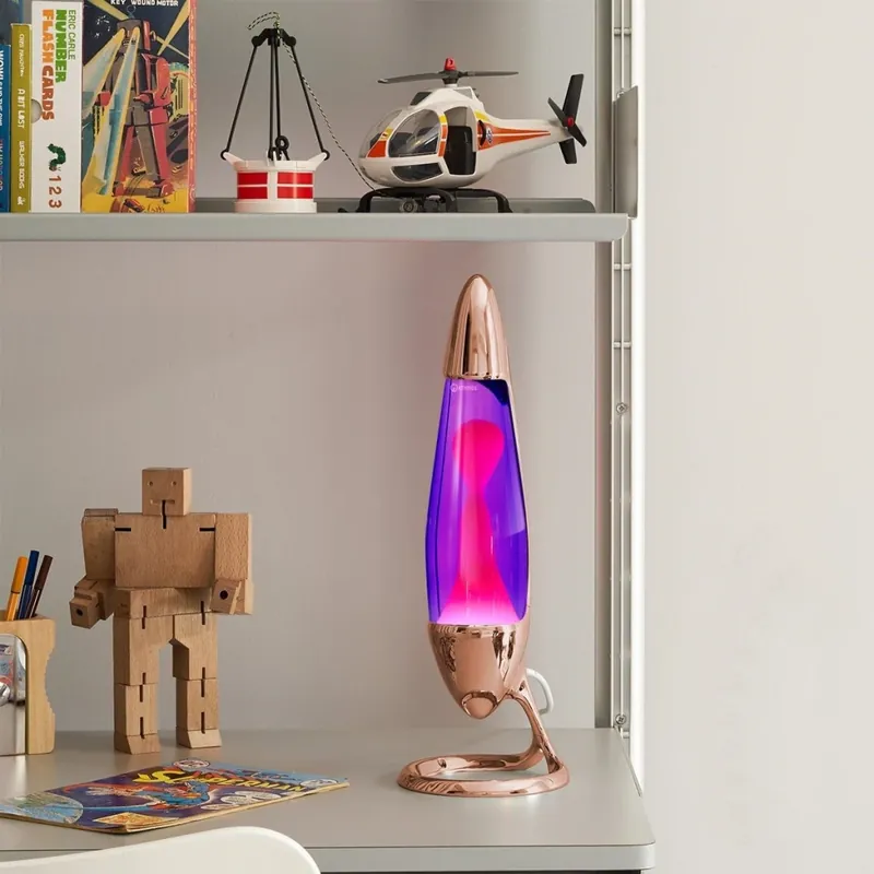 Mathmos Neo Cooper, originální lávová lampa, 1x20W, měděná s fialovou tekutinou a růžovou lávou, výška 42cm Cenová Bomba