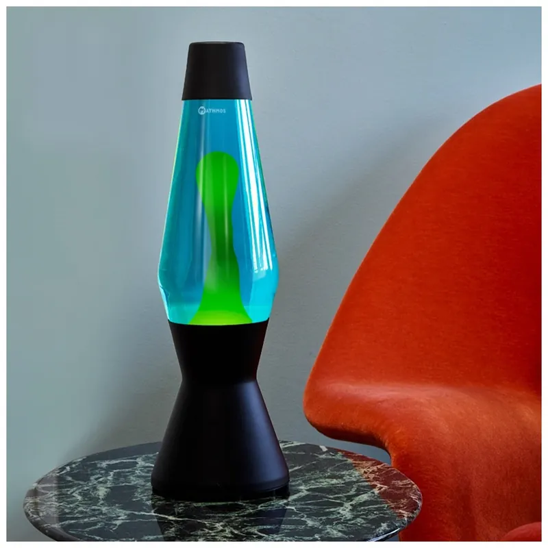 Akční Nabídka Mathmos Astro Black, originální lávová lampa, matně černá s modrou tekutinou a zelenou lávou, výška 43cm