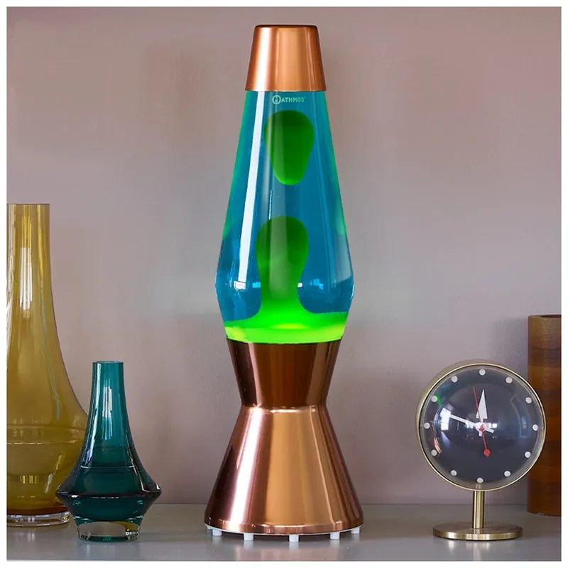 Mathmos Astro Copper, originální lávová lampa, měděná s modrou tekutinou a zelenou lávou, výška 43cm Nejprodávanější