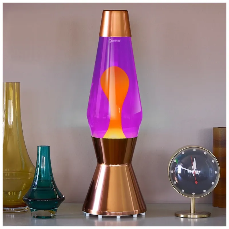 Mathmos Astro Copper, originální lávová lampa, měděná s fialovou tekutinou a oranžovou lávou, výška 43cm Výhodná Nabídka