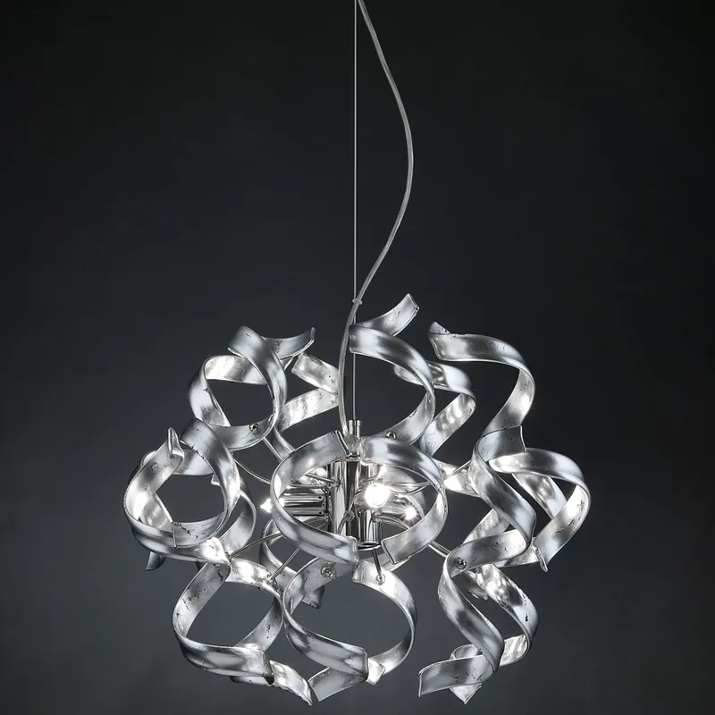 Metal Lux Astro Silver, stříbrné designové závěsné svítidlo v průměru 40cm, 3x40W, stříbrné sklo, chrom Nová Kolekce