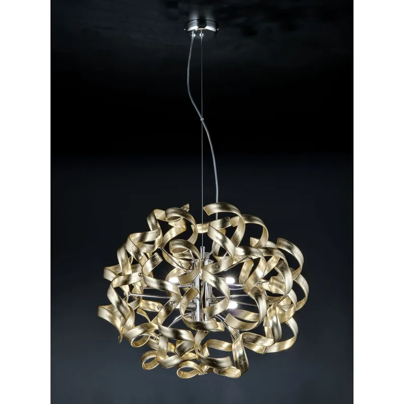Rychlé Dodání Metal Lux Astro Gold, designové závěsné svítidlo v průměru 50cm, 6x40W, pozlacené sklo, chrom