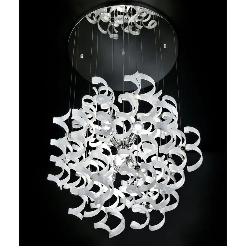 Metal Lux Astro White, designové závěsné svítidlo v průměru 70cm, 6x60W, bílé sklo, chrom Levný