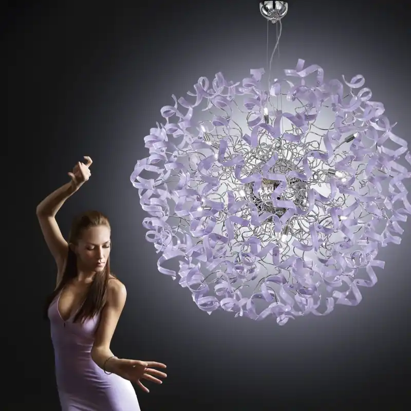 Nejlepší Cena Metal Lux Astro Lilla, designové závěsné svítidlo v průměru 115cm, 18x40W, fialové sklo, chrom