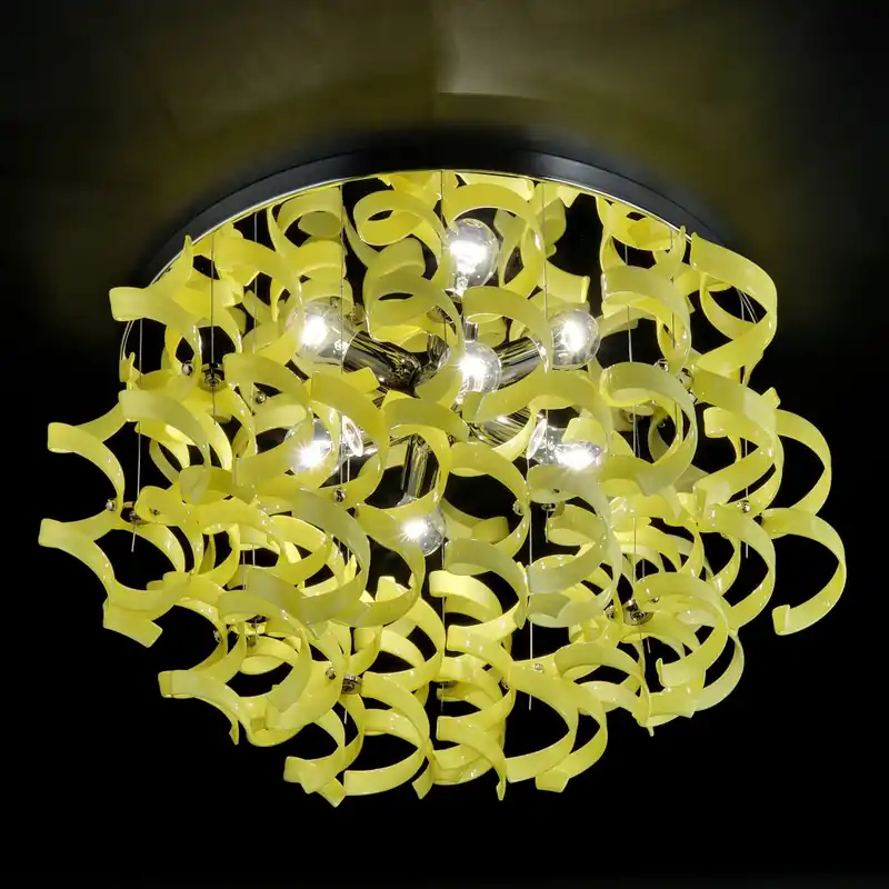 Metal Lux Astro Yellow, stropní designové svítidlo v průměru 70cm, 4x60W, žluté sklo, chrom Horká Nabídka