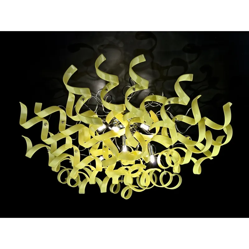 Metal Lux Astro Yellow, stropní designové svítidlo v průměru 90cm, 6x40W, žluté sklo, chrom Odeslání Ihned