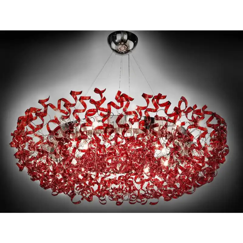 Metal Lux Astro Cherry, designové závěsné svítidlo v průměru 170cm, 28x40W, červené sklo, chrom Poslední Šance