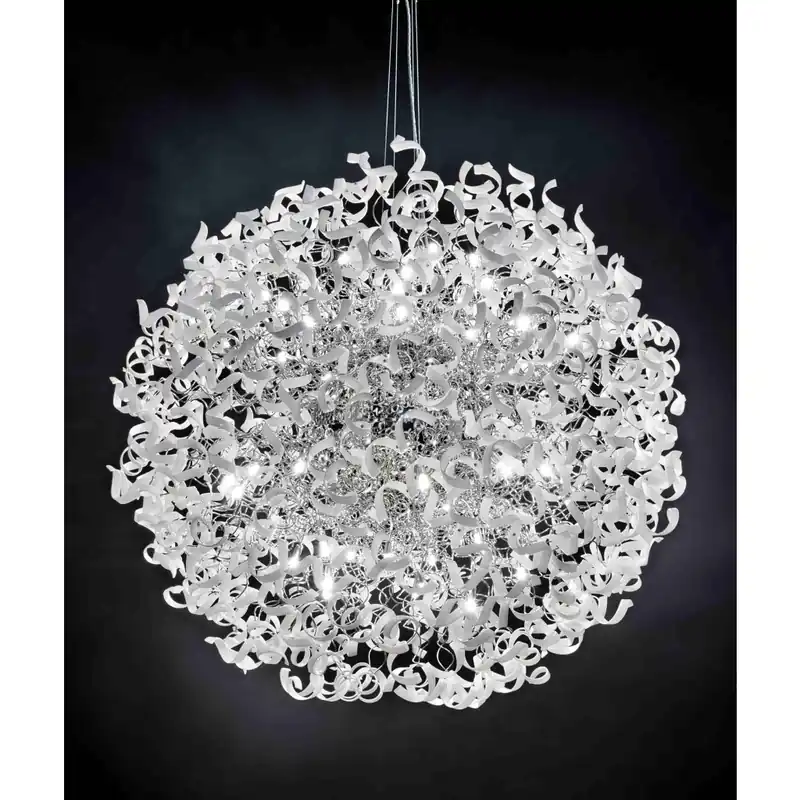 Cenově Výhodný Metal Lux Astro White, designové závěsné svítidlo v průměru 170cm, 60x40W, bílé sklo, chrom