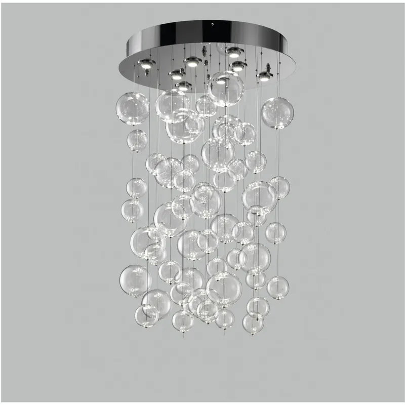 Tovární Cena Metal Lux Bolero, luxusní závěsné svítidlo, 54 kuliček čirého skla, 8x10W LED, prům. 80cm, délka závěsu 110cm