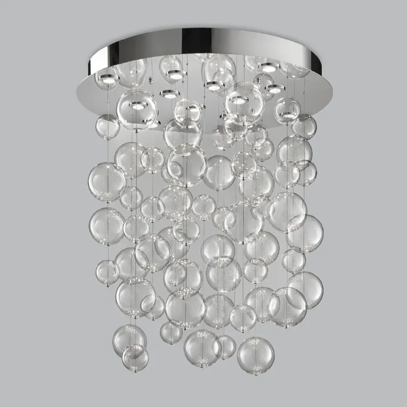 Metal Lux Bolero, luxusní závěsné svítidlo, 60 kuliček čirého skla, 12x10W GU10, prům. 100cm, délka závěsu 110cm Nová Kolekce