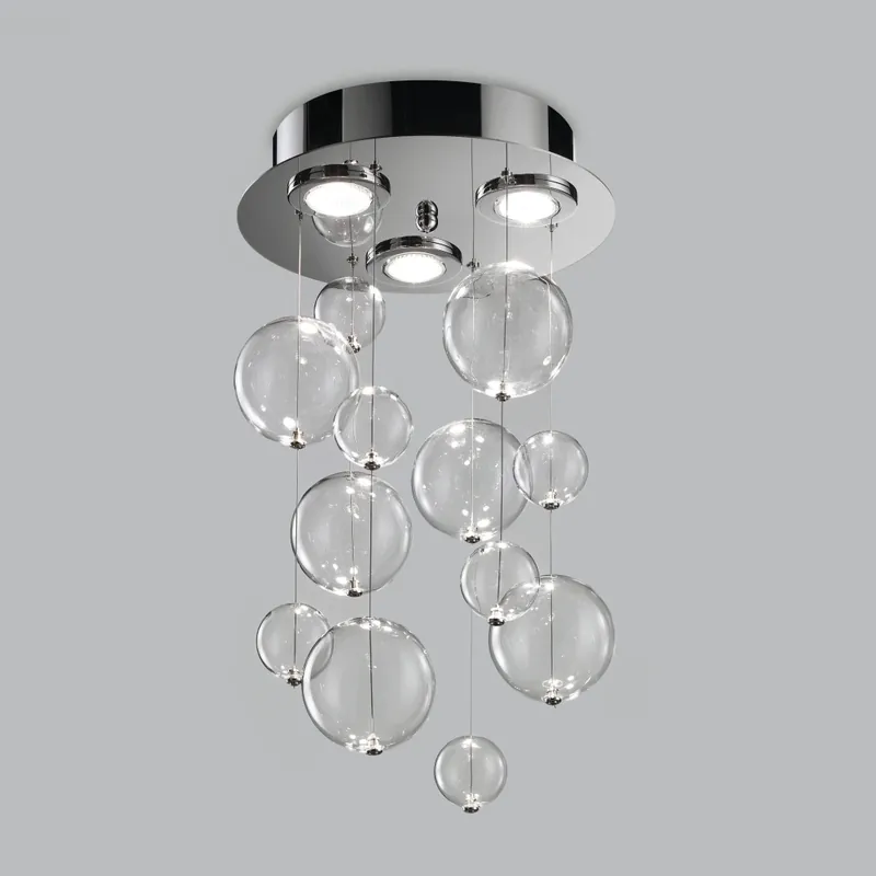 Metal Lux Bolero, luxusní závěsné svítidlo, 12 kuliček čirého skla, 3x10W GU10, prům. 30cm, délka závěsu 70cm Super Cena