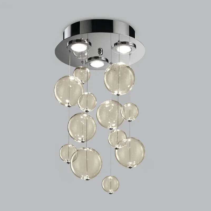 Aktuální Metal Lux Bolero, luxusní závěsné svítidlo, 12 kuliček z ambrového skla, 3x10W GU10, prům. 30cm, délka závěsu 70cm