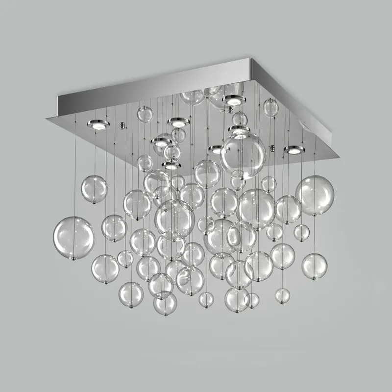 Must-Have Metal Lux Bolero, luxusní závěsné svítidlo, 36 kuliček čirého skla, 8x10W LED, prům. 80x80cm, délka závěsu 70cm