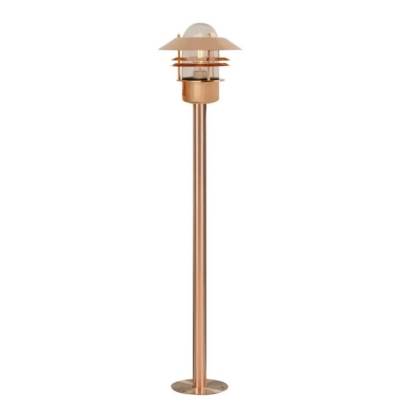 Značkový Nordlux Blokhus, venkovní sloupková lampa, 1xE27 max 60W, kov, měděná, IP54, výška 92cm