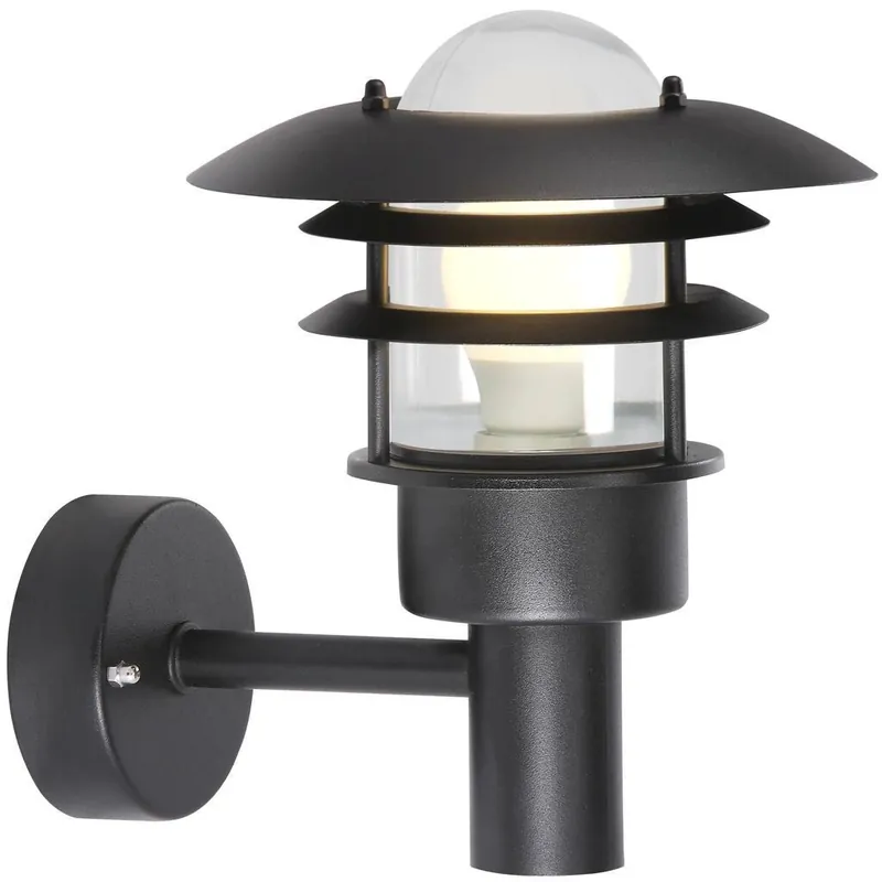 Nordlux Lønstrup 22, venkovní nástěnné svítidlo, 1xE27 max 60W, kov, černá, IP44, výška 27cm Bezpečná Platba