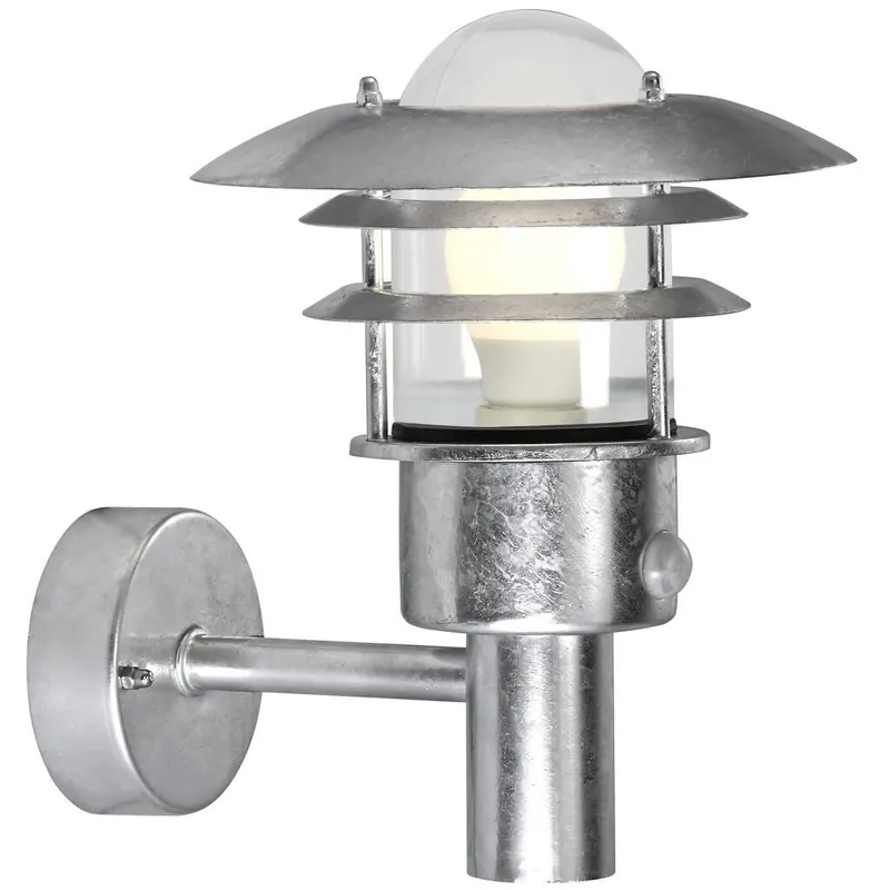 Novinka Nordlux Lønstrup 22 Sensor, venkovní nástěnné svítidlo, 1xE27 max 60W, pokovená, IP44, výška 27cm