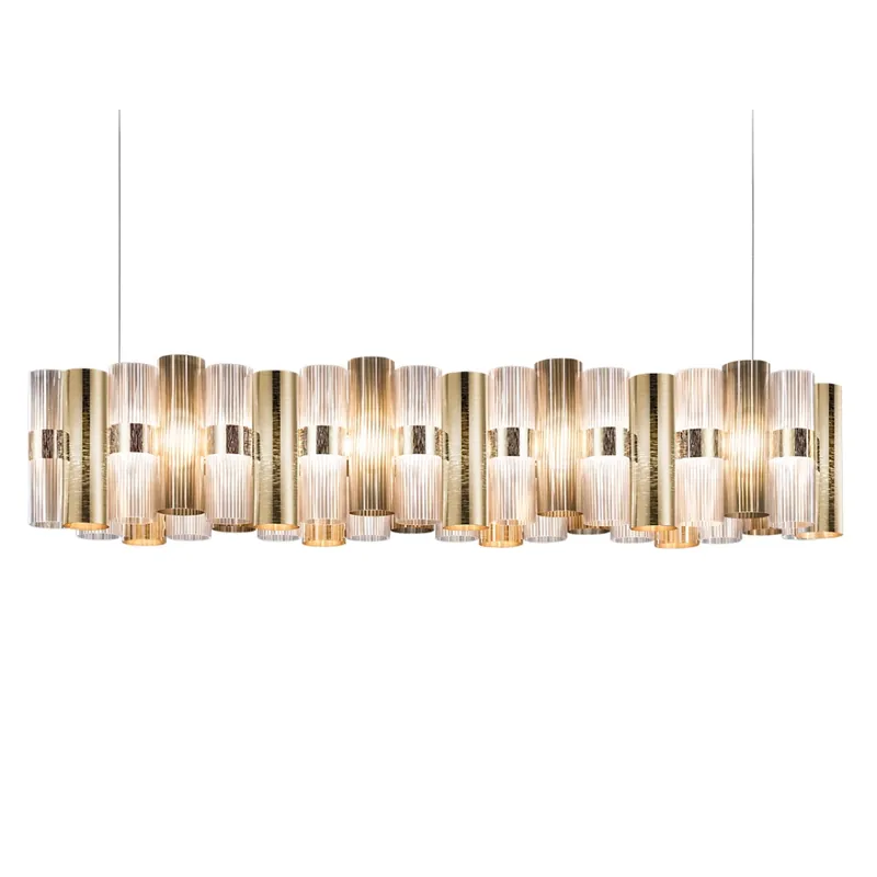 Slamp La Lollo Gold suspension linear 140, designové závěsné svítidlo, 110W LED 2700K stmívatelné, délka 142cm Akční Nabídka