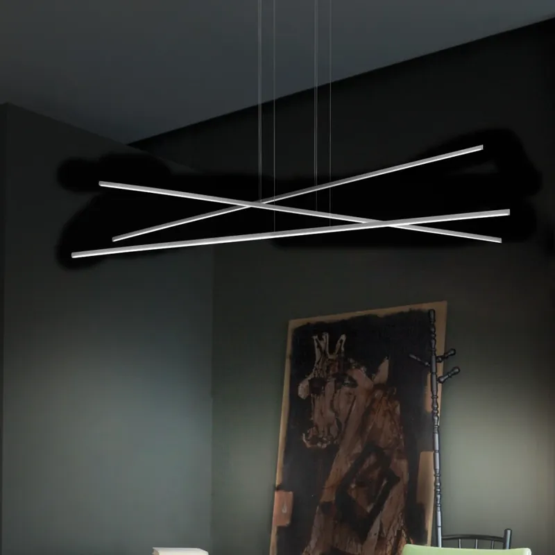 Linea Light Straight_P3, chromové svítidlo nad stůl, 49W LED 2700K, 152x108cm Cenově Výhodný