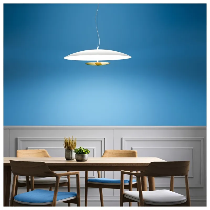 Hit Sezóny Linea Light Horizon_P, bílo/zlaté závěsné svítidlo pro nepřímé osvětlení, 34W LED 3000K, Ø 65cm