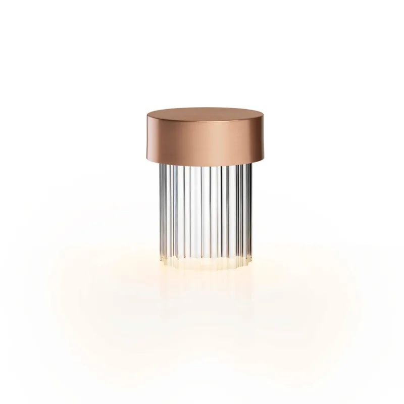 Flos Last Order Fluted, bateriová lampička satinovaná měď, 2,5W LED 2700K stmívatelná, výška 14,2cm Cenově Výhodný