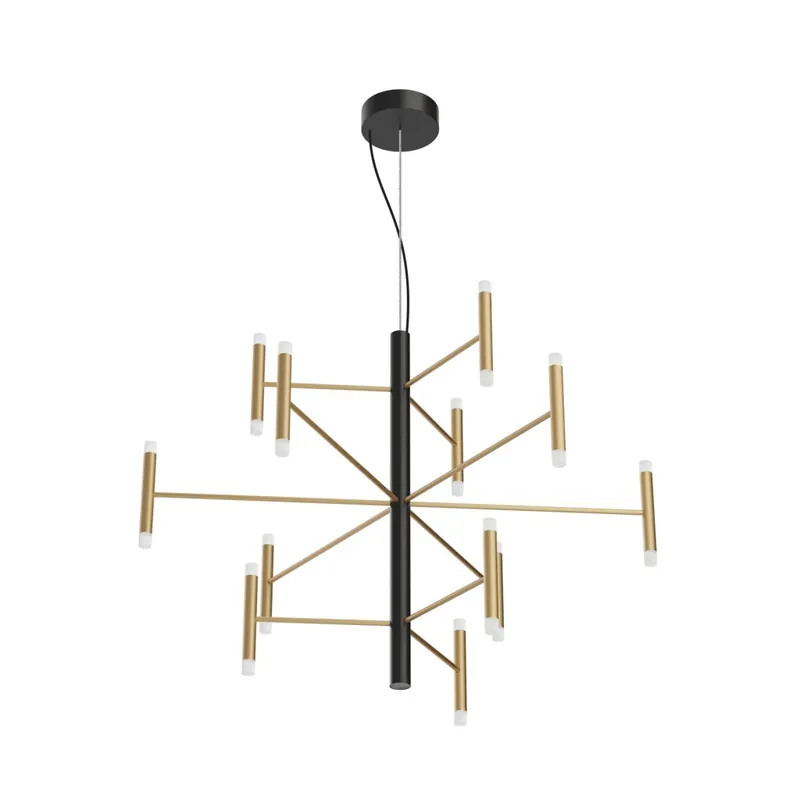 Akční Nabídka Linea Light Perla_P12, černo-zlatý moderní lustr, 59W LED 3000K DALI, 87x100cm