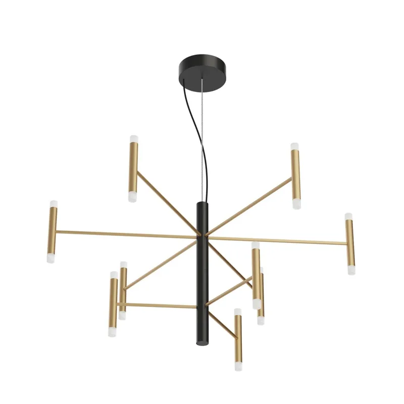 Linea Light Perla_P9, černo-zlatý moderní lustr, 40W LED 3000K DALI, 87x100cm Zlevněný